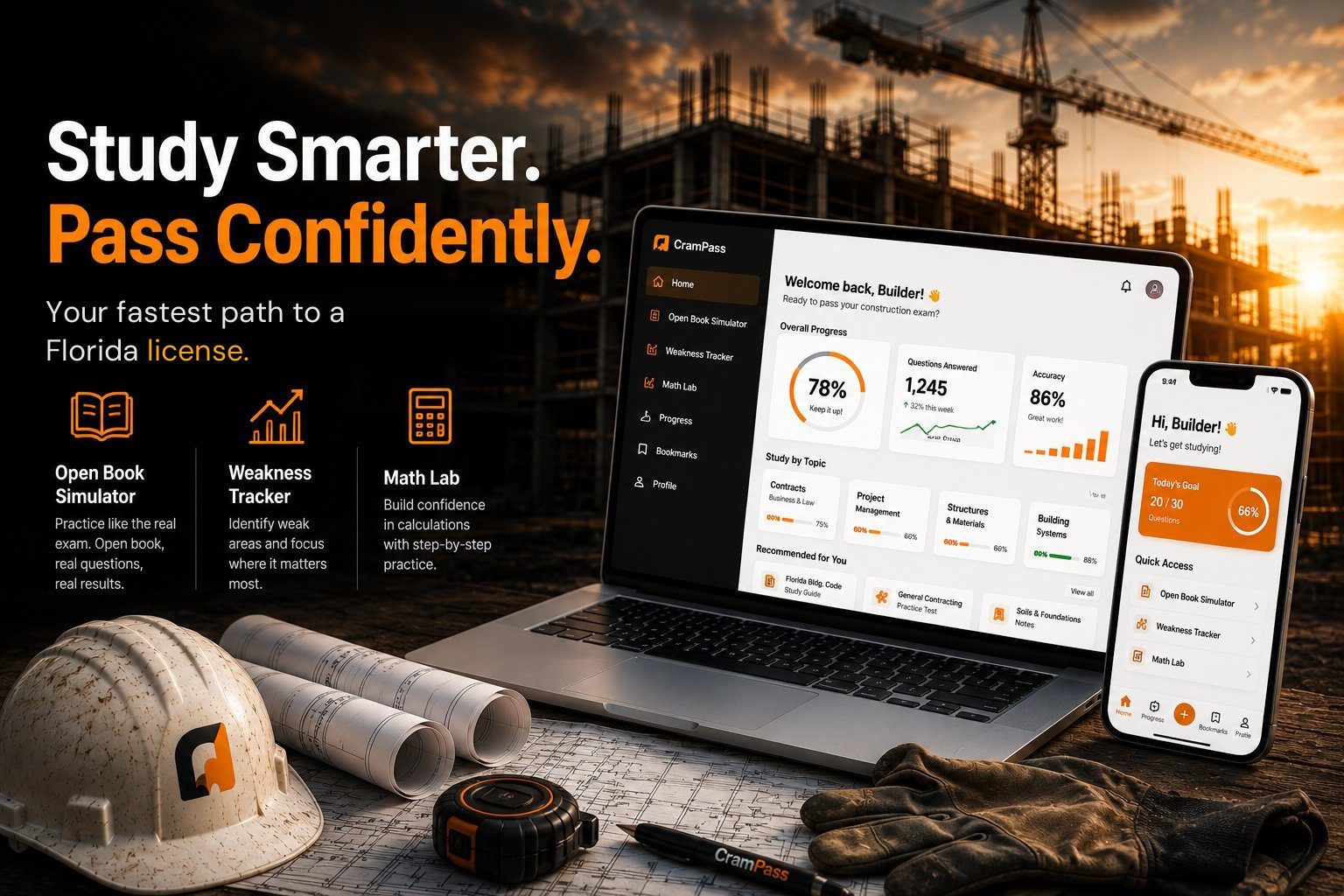 CramPass — Study Smarter. Pass Confidently. Built for contractors.